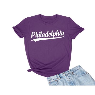 5X-Large Purple Mens City of Philadelphia Pennsylvania Fashion Script T-Shirt