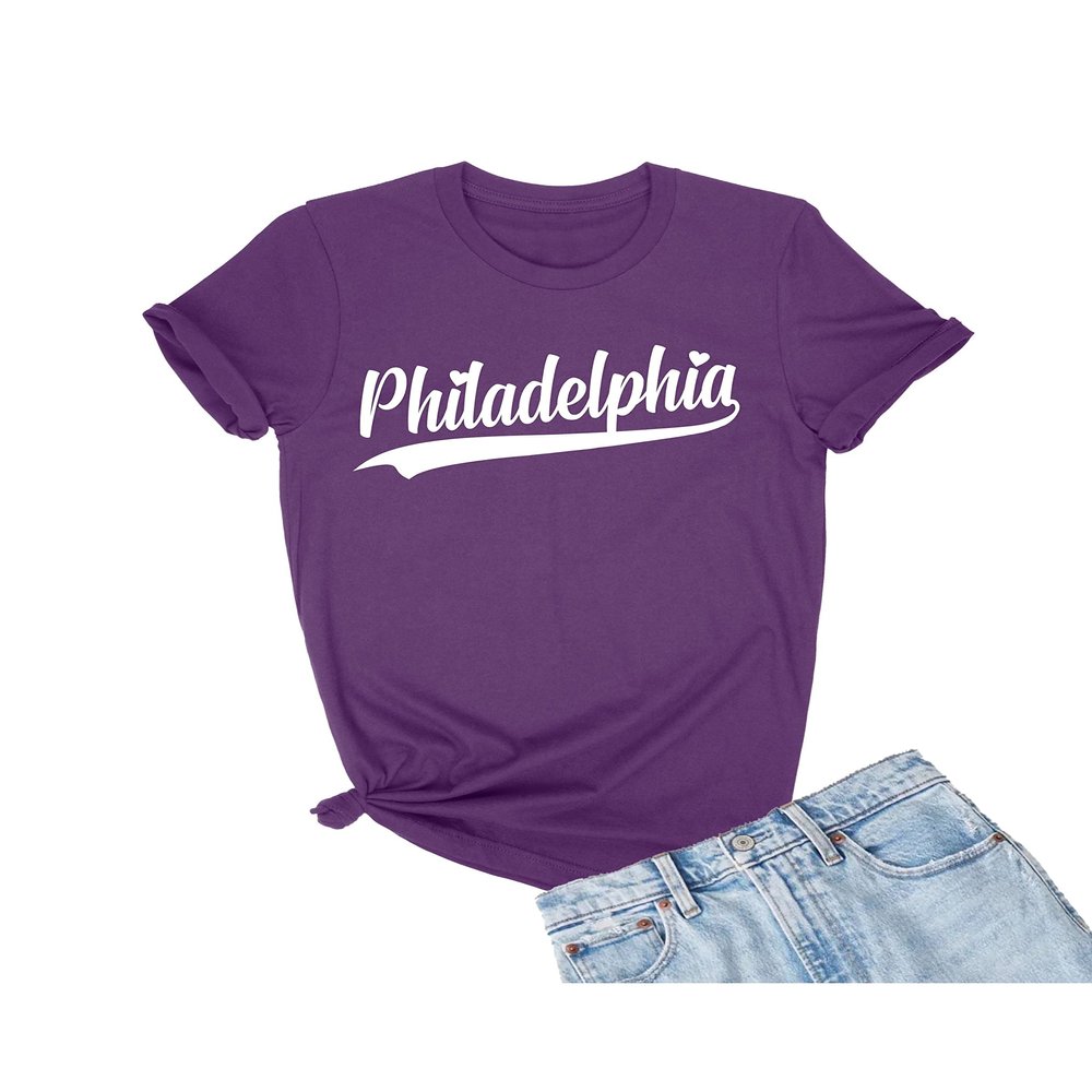 5X-Large Purple Mens City of Philadelphia Pennsylvania Fashion Script T-Shirt