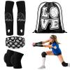 Yinder 4 Pcs Volleyball Knee Pad and Arm Sleeve Volleyball Accessories Stuff Forearm Elbow Sleeve Wrist Guard with Protection Pad and Thumb Hole for Women Men Adult(Small,Black) view 1