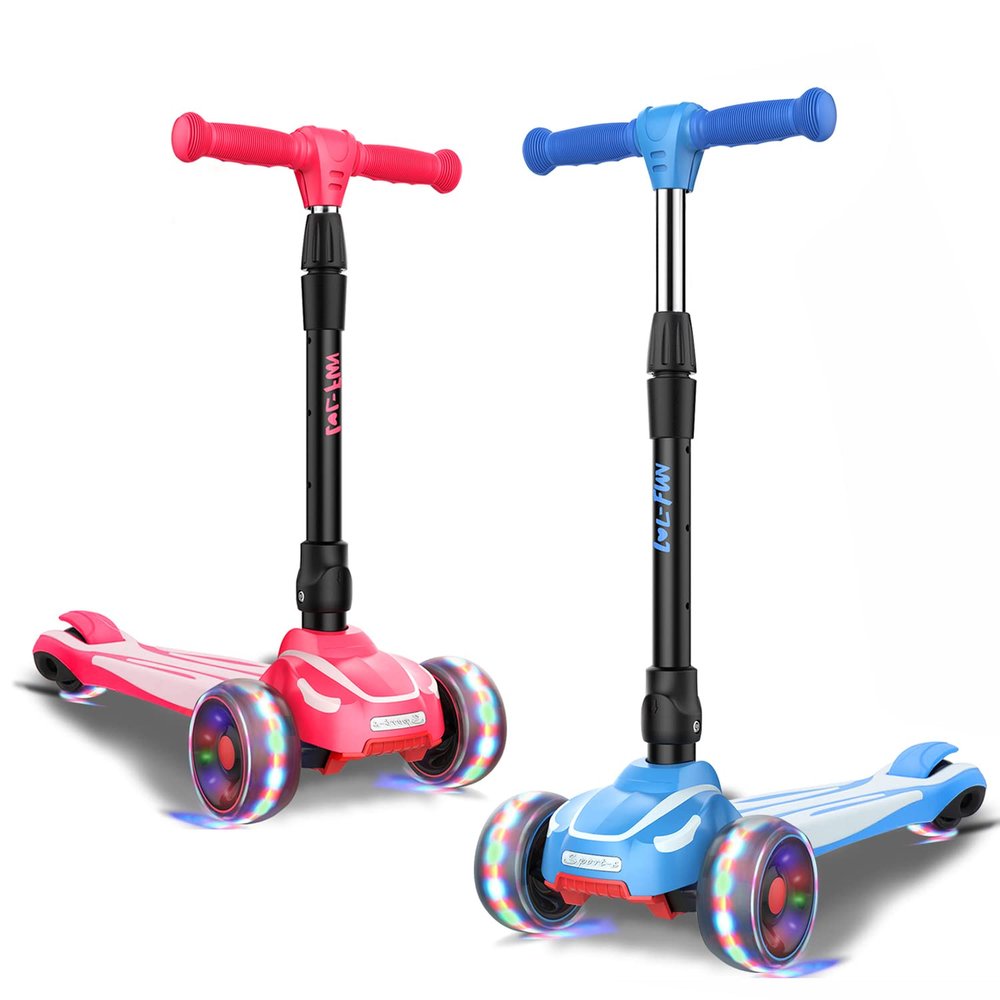 LOL-FUN Toddler Scooter for Kids Ages 3-12 Years Old Boy Girl - Bundle Blue & Pink