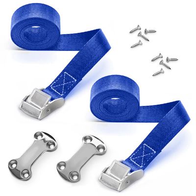 ALIENSX Cooler Tie Down Kit, Tie Down Straps for RTIC YETI Coolers, Cam Buckle Lashing Straps, Secure to Boats, Trailers, Trucks, ATVs and More, Prevent from Slipping (Blue)