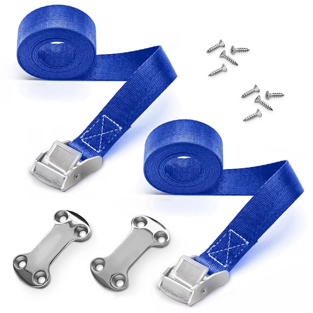 ALIENSX Cooler Tie Down Kit, Tie Down Straps for RTIC YETI Coolers, Cam Buckle Lashing Straps, Secure to Boats, Trailers, Trucks, ATVs and More, Prevent from Slipping (Blue)