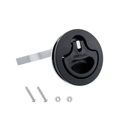ihreesy 2 Inch Boat Flush Pull Slam Latch,Nylon Deck Hatch Latch Flush Pull Latch Boat Latches Flush Pull Slam Latch with 2 Screws and 2 Nuts for 2 Inch Hole Cutout,Black