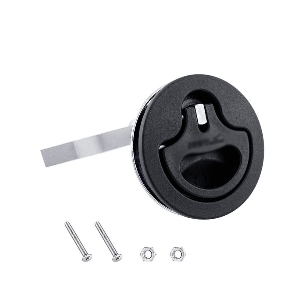 ihreesy 2 Inch Boat Flush Pull Slam Latch,Nylon Deck Hatch Latch Flush Pull Latch Boat Latches Flush Pull Slam Latch with 2 Screws and 2 Nuts for 2 Inch Hole Cutout,Black