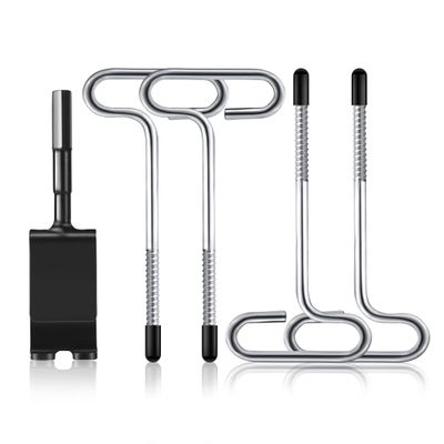 LFUTARI Ice Anchor Tool Kit,1pc Ice Anchor Drill Adapter with 4pcs Threaded Peg Ice Fishing Shelter Stake Nail, Universal Ice Fishing Anchors Tool Set for Ice Insert Sewing (Set 1)
