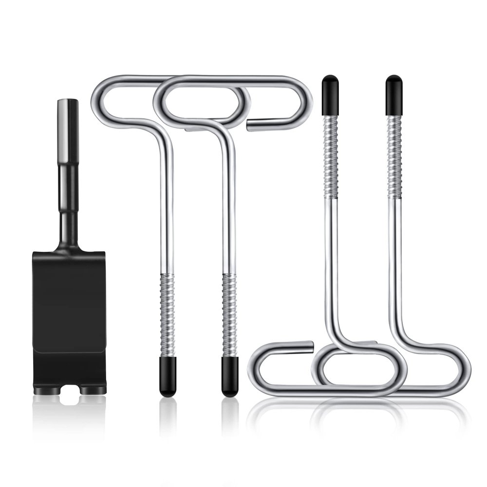 LFUTARI Ice Anchor Tool Kit,1pc Ice Anchor Drill Adapter with 4pcs Threaded Peg Ice Fishing Shelter Stake Nail, Universal Ice Fishing Anchors Tool Set for Ice Insert Sewing (Set 1)