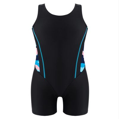 winying Children Girls Criss Cross Swimwear Color Block Swimsuit Quick-Dry Surfing Bodysuit Blue Camouflage&Black 14 Years