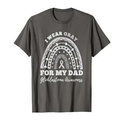 Rainbow I Wear Gray For My Dad GBM Glioblastoma Awareness T-Shirt
