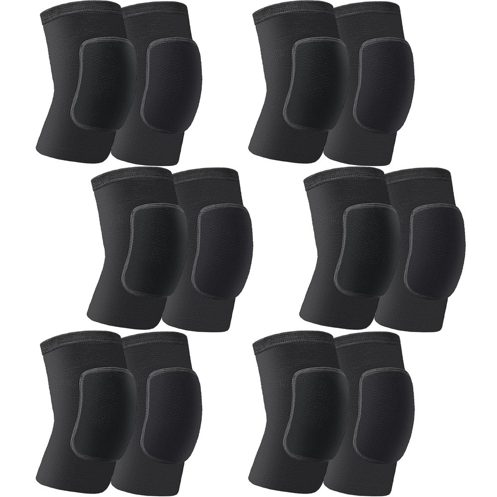 Yunsailing 6 Pairs Knee Pads for Women Men, Soft Breathable Volleyball Tactical Knee Pads Workout Protector for Basketball Football Hockey Dance Running(M Size,Black)