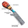 WARLOCKS CLUB Handmade Damascus Hunting Knife, 8" Fixed Blade Knife with Sheath, Full Tang Cowboy Knife, Skinning Knife, EDC Bull Cutter Knife for Outdoor Camping view 2