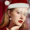 BriLove Santa Claus Christmas Element Party Costume Statement Bib Necklace Hook Earrings Jewelry Set Xmas Gift for Women Ruby Color Silver-Tone view 3