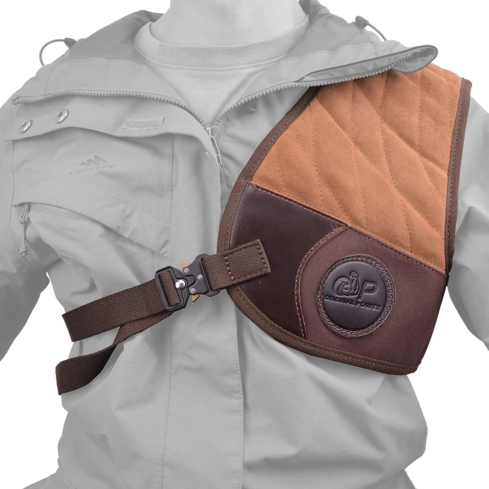 Ambidextrous Shooting Recoil Field Shields, Solid Fit and Thick Padding for Outdoor, Range, Shooting and Hunting (Lefty Handed - Coffee)