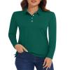 MAGCOMSEN Polos for Women Long Sleeve Polo Shirts UPF 50+ Golf Shirts Athletic Tops for Women Light Emerald Green, XL view 1