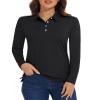 MAGCOMSEN Long Sleeve Polo Shirts for Women UPF 50+ Golf Shirt Workout Tops Women Sport Active T-Shirt Collared Black,XL view 1