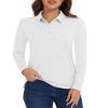 MAGCOMSEN Womens Golf Shirt Tennis Polo Shirts Long Sleeve Collared UV UPF 50+ Sun T-Shirt Women Workout Tops White,2XL view 1