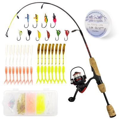 Aventik Ultralight Ice Fishing Rod and Reel Combo 26/28/30/32 inch Medium Light Fast Action Multi-Species Ice Fishing Combos for Walleye Perch Panfish (Aurora Rod Kit, 30'')