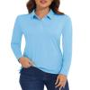 MAGCOMSEN Women's Polo Shirts Golf Top Women Long Sleeve Collared Shirt UPF 50+ Sun Protection Tee Waterfall Blue,L view 1