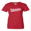 3X-Large Red Women City of Philadelphia Pennsylvania Fashion Script T-Shirt view 3