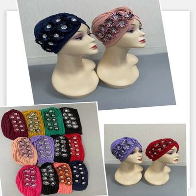 African Turban Hat Headtie for Party Auto Headscarf Muslim Hijab Turban Caps Ready to Wear 12pcs/Pack