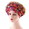 African Double Braid Turbans for Women Auto Gele Headties Nigerian Female Turban Caps Cross Ready to Wear Head Wraps Bonnet view 3