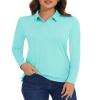 MAGCOMSEN Long Sleeve Polo T Shirts for Women UPF 50+ Quick Dry SPF Golf Shirt Lightweight Collar Tops Light Blue,S view 1