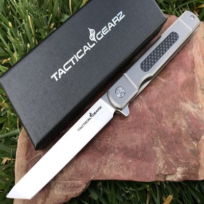 Solid Titanium Handle EDC Pocket Folding Knife! D2 Steel Blade! Includes Sheath! (Tatsu Standard)