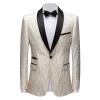 Men Floral Dress Suit Jacket Stylish Lapel Luxury Dinner Party Blazer Slim Fit Printed Wedding Sport Coat Tuxedo (Apricot,Large) view 1