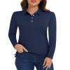 MAGCOMSEN Women's Long Sleeve Polo Golf Collared Shirts SPF Shirts for Women Tennis T-Shirts V-Neck Tee Athletic Navy,L view 1