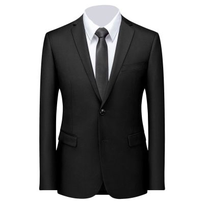 Maiyifu-GJ Men's Classic Slim Fit Daily Blazer One Button Lapel Slim Business Jacket Casual Formal Wedding Party Sport Coat (Black 2,Large)