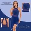 JEATHA Women's Sleeveless Lyrical Ballet Dance Dress Illusion Mesh Sequins Tank Leotard Dresses Latin Jazz Dancewear Navy_Blue D X-Large view 3