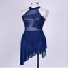 JEATHA Women's Sleeveless Lyrical Ballet Dance Dress Illusion Mesh Sequins Tank Leotard Dresses Latin Jazz Dancewear Navy_Blue D X-Large view 4