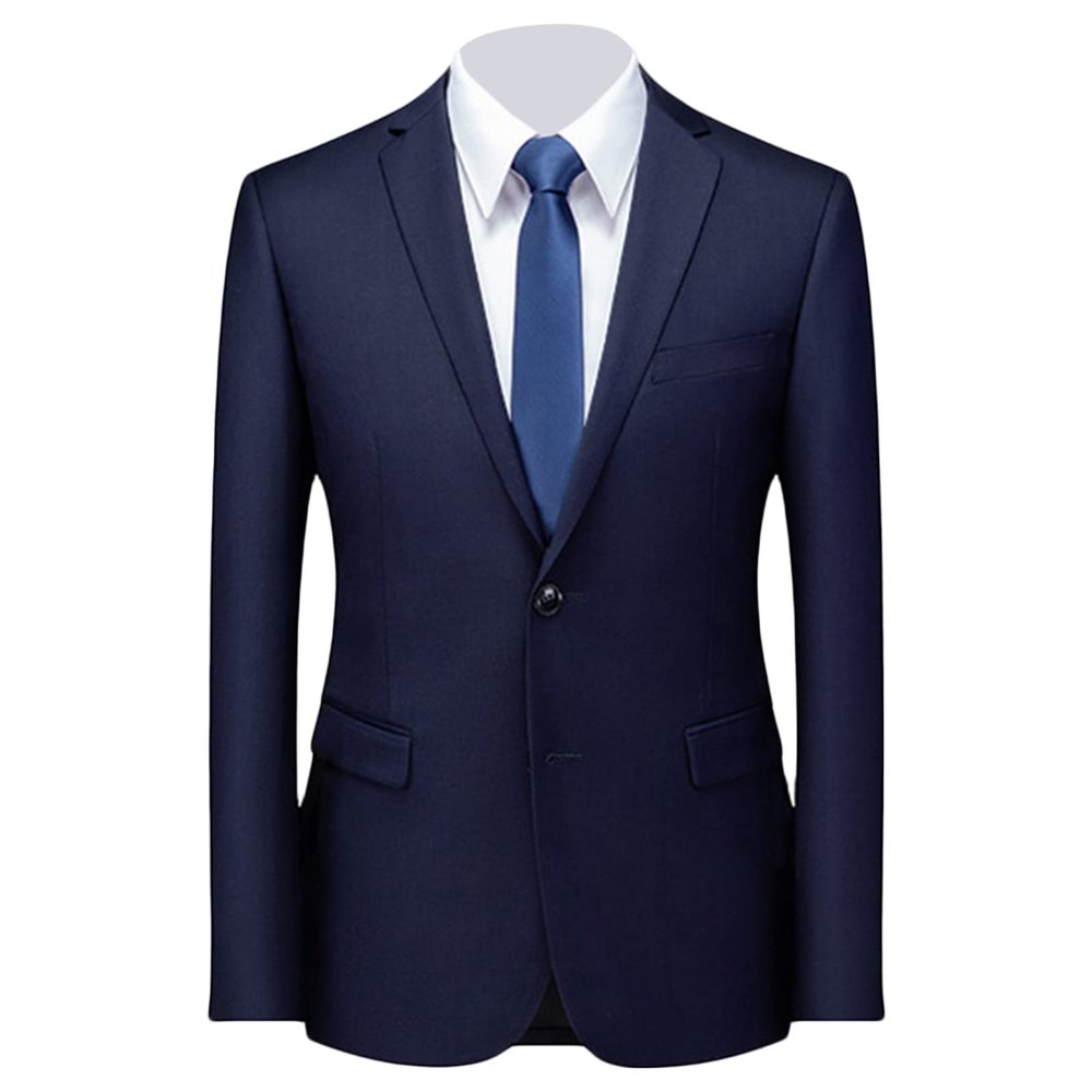 Men's Classic Slim Fit Daily Blazer One Button Lapel Slim Business Jacket Casual Formal Wedding Party Sport Coat (Dark Blue 2,X-Small)