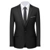 Men's Classic Slim Fit Daily Blazer One Button Lapel Slim Business Jacket Casual Formal Wedding Party Sport Coat (Black 1,Large) view 1