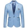 Maiyifu-GJ Men's One Button Lightweight Blazer Casual Slim Fit Business Daily Jacket Classic Solid Skinny Party Sports Coat (Light Blue,5X-Large) view 1
