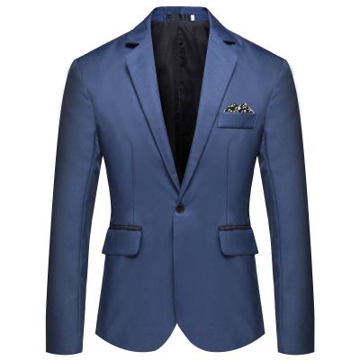 Men's One Button Lightweight Blazer Casual Slim Fit Business Daily Jacket Classic Solid Skinny Party Sports Coat (Blue,Medium)