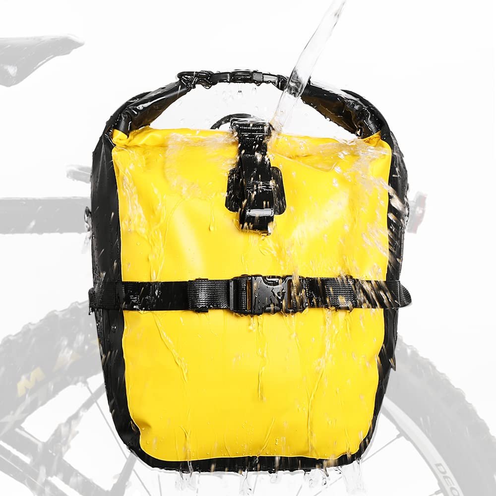 FUUBAMB00 High Capacity Bike Bag MTB Bicycle Rear Rack Pannier Bag Waterproof Cycling Rear Seat Bag Shoulder Bag Riding Equipment Bag,Yellow,32 * 24 * 45cm