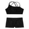 Hansber Kids Girls 2 Piece Dance Outfits Crop Top with Booty Shorts Active Set Gymnastics Leotard Dancewear Swimwear Black 8 view 4