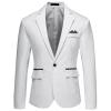 Men's One Button Lightweight Blazer Casual Slim Fit Business Daily Jacket Classic Solid Skinny Party Sports Coat (White,X-Large) view 1