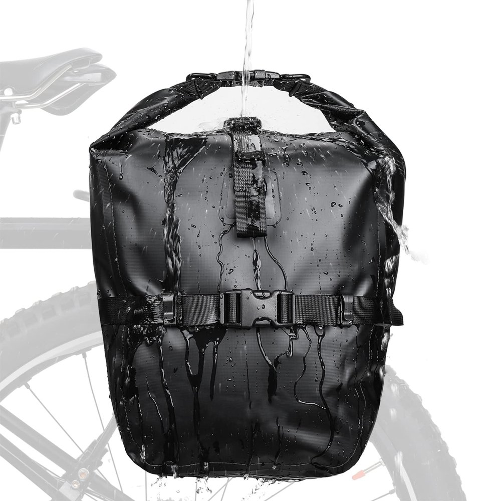 FUUBAMB00 High Capacity Bike Bag MTB Bicycle Rear Rack Pannier Bag Waterproof Cycling Rear Seat Bag Shoulder Bag Riding Equipment Bag,Black,32 * 24 * 45cm