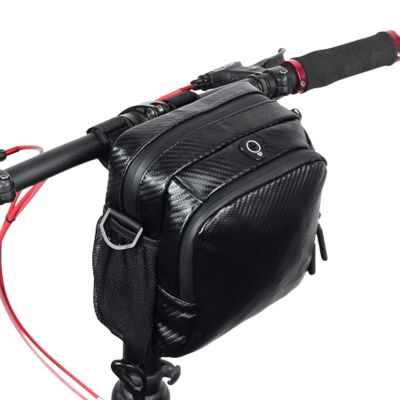 FUUBAMB00 Bike Handlebar Bag Waterproof MTB Rainproof Bike Front Frame Tube Folding Bag Cycling Accessories with Headphone Jack,Carbon Black,21 * 16 * 11cm