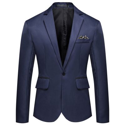 Maiyifu-GJ Men's One Button Lightweight Blazer Casual Slim Fit Business Daily Jacket Classic Solid Skinny Party Sports Coat (Dark Blue,XX-Large)