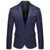 Maiyifu-GJ Men's One Button Lightweight Blazer Casual Slim Fit Business Daily Jacket Classic Solid Skinny Party Sports Coat (Dark Blue,XX-Large) view 1