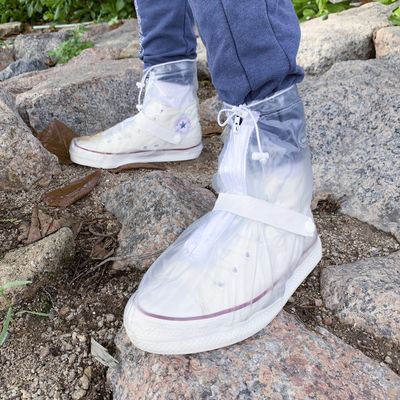 DJZSSXLW Rain Boot Waterproof Shoes Cover Women Kids Reusable Rubber Sole Overshoes Galoshes 1 Pair (Transparent,M)