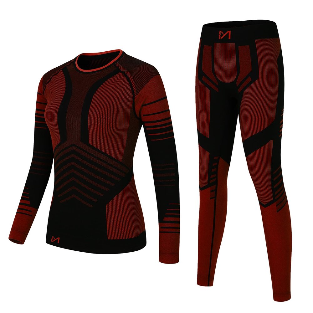 MEETYOO Women's Thermal Sets Winter Long Johns Warm Base Layer Top Bottom Cold Weather Skiing Underwear, Red, Medium