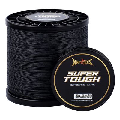 HERCULES Super Tough Braided Fishing Line 15 pounds Test Black 15LB (500 Yards) - 4 Strands