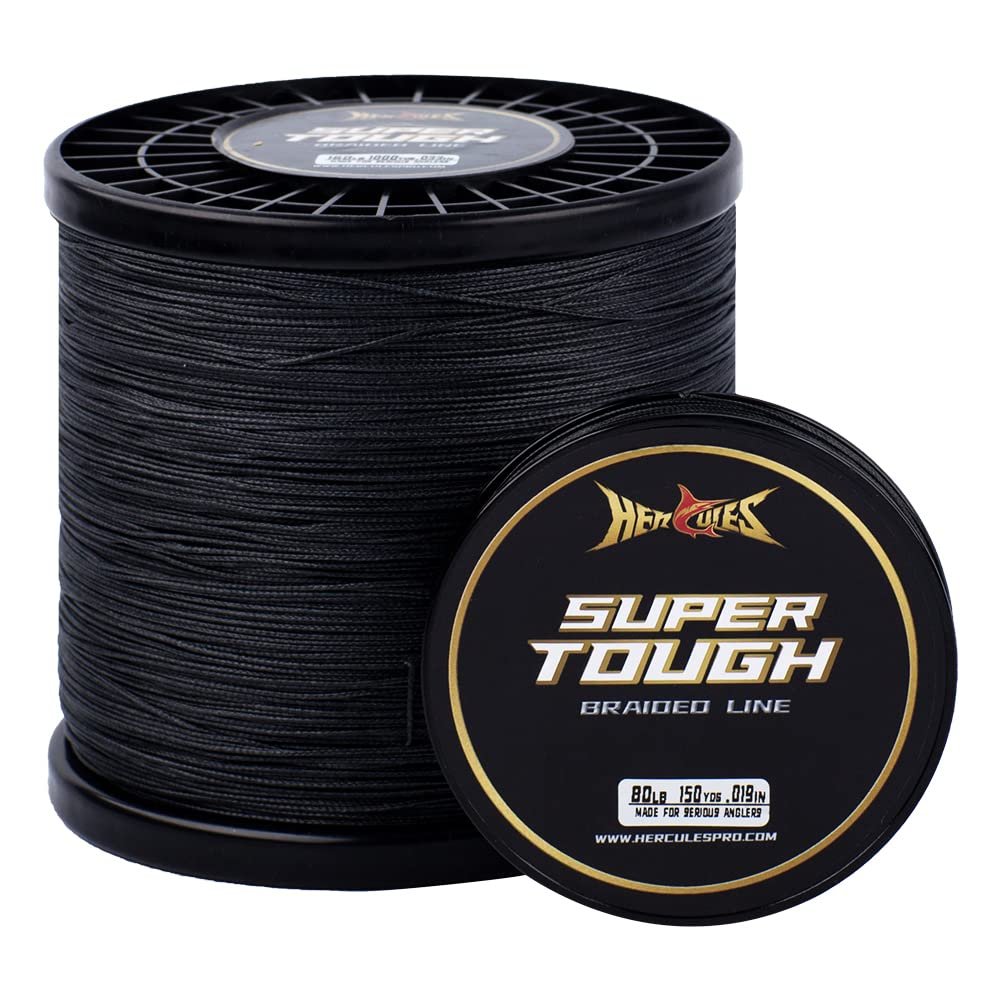 HERCULES Super Tough Braided Fishing Line 15 pounds Test Black 15LB (500 Yards) - 4 Strands