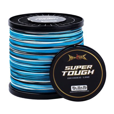 HERCULES Super Tough Braided Fishing Line 40 pounds Test Blue Camo 40LB (1000 Yards) - 8 Strands
