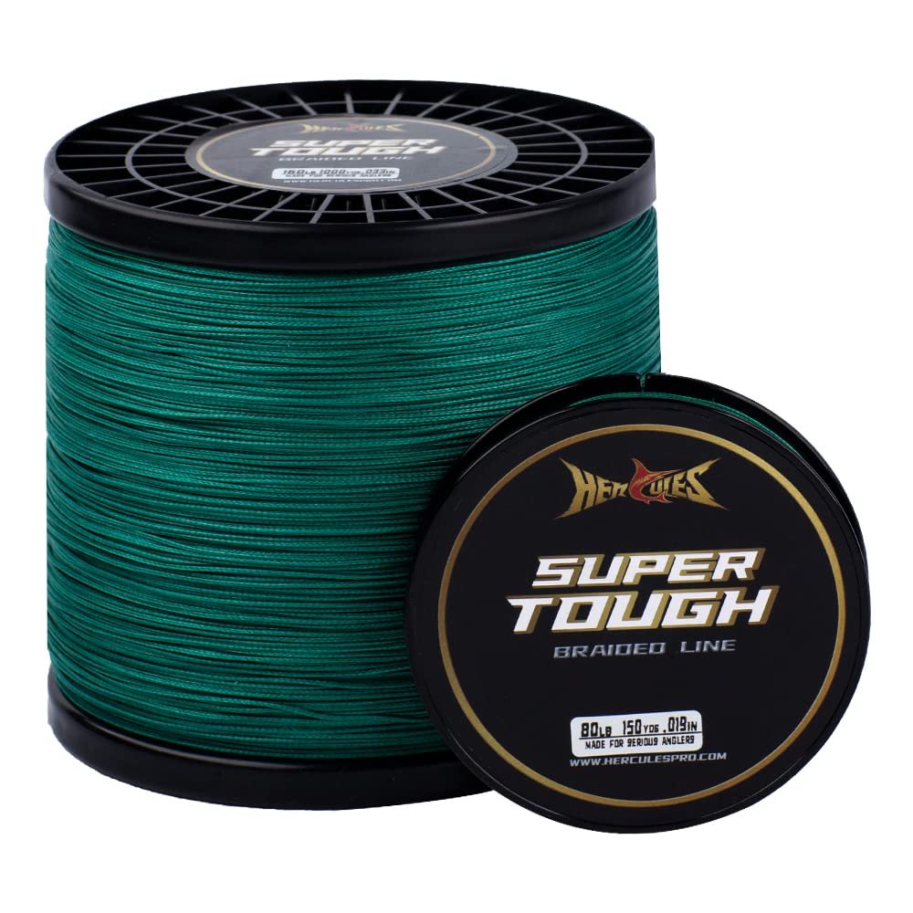 HERCULES Super Tough Braided Fishing Line 12 pounds Test Moss Green 12LB (500 Yards) - 4 Strands