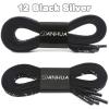 DANHUA Flat Black Silver Shoelaces 55 inch for Sneakers Art Printed Pattern String 2 Pair view 2