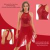 JEATHA Women's Sleeveless Lyrical Ballet Dance Dress Illusion Mesh Sequins Tank Leotard Dresses Latin Jazz Dancewear Burgundy D X-Large view 4